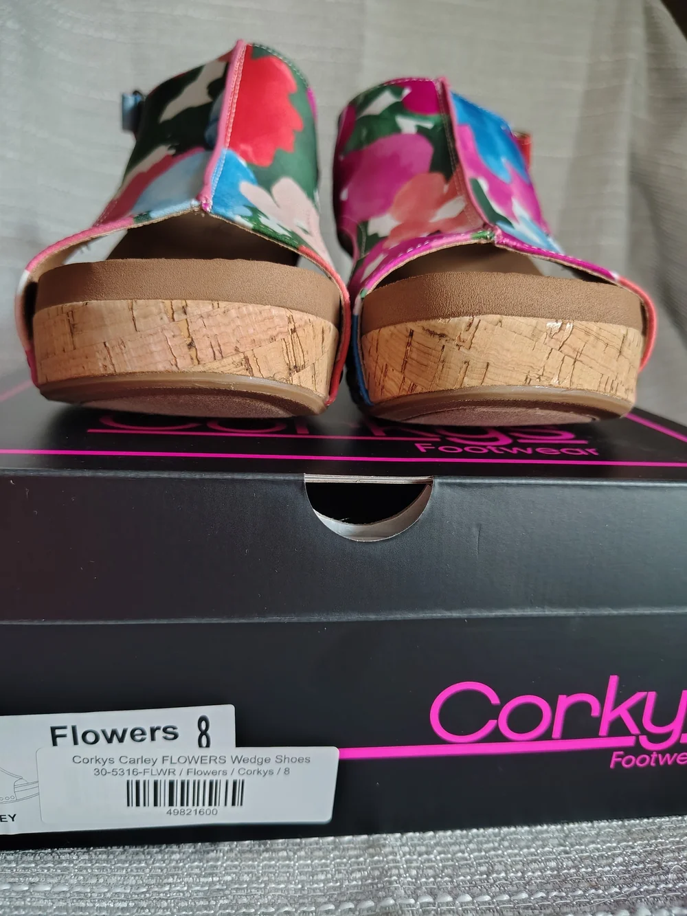 Corkys Carley Flowers Floral Cork Slingback Wedge Sandals Size 8 NIB - Picture 3 of 8